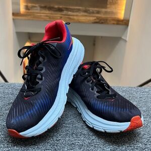 🌸HOKA ONE ONE Mens Rincon 3 Synthetic Textile Black Dazzling Blue Trainers